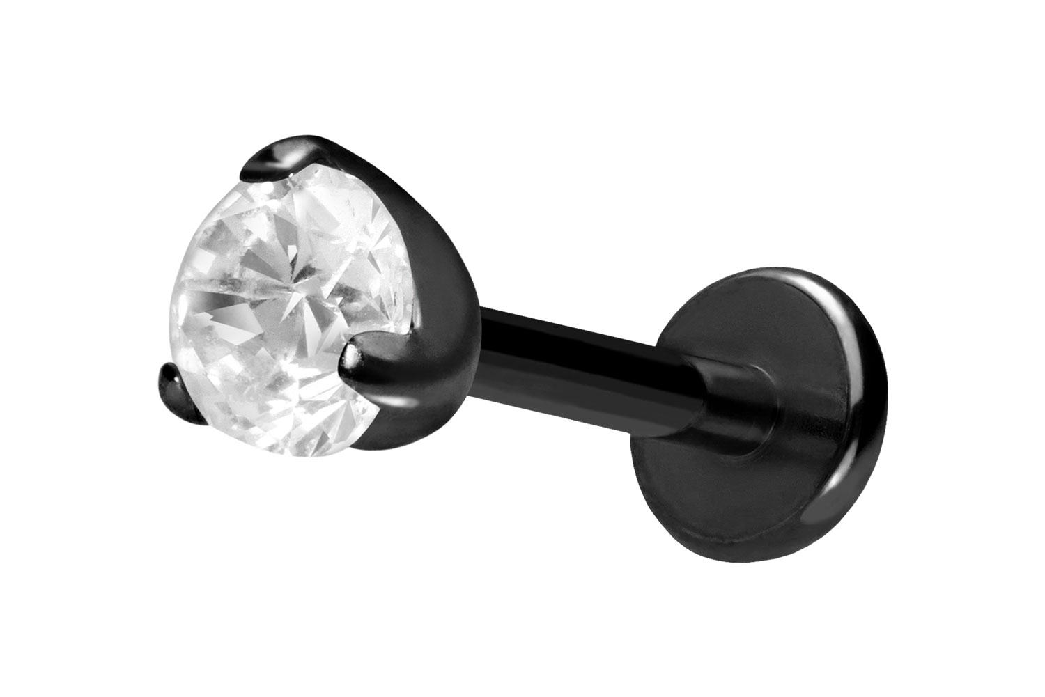 Titan Labret Piercing mit Push Fit EINGEFASSTER KRISTALL